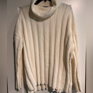 Women’s Medium Cream Oversized Ribbed Turtleneck.